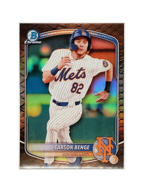 CARSON BENGE ROOKIE "REPTILLIAN" REFRACTOR 2025 BOWMAN CHROME #BCP-108, METS - Picture 3 of 3